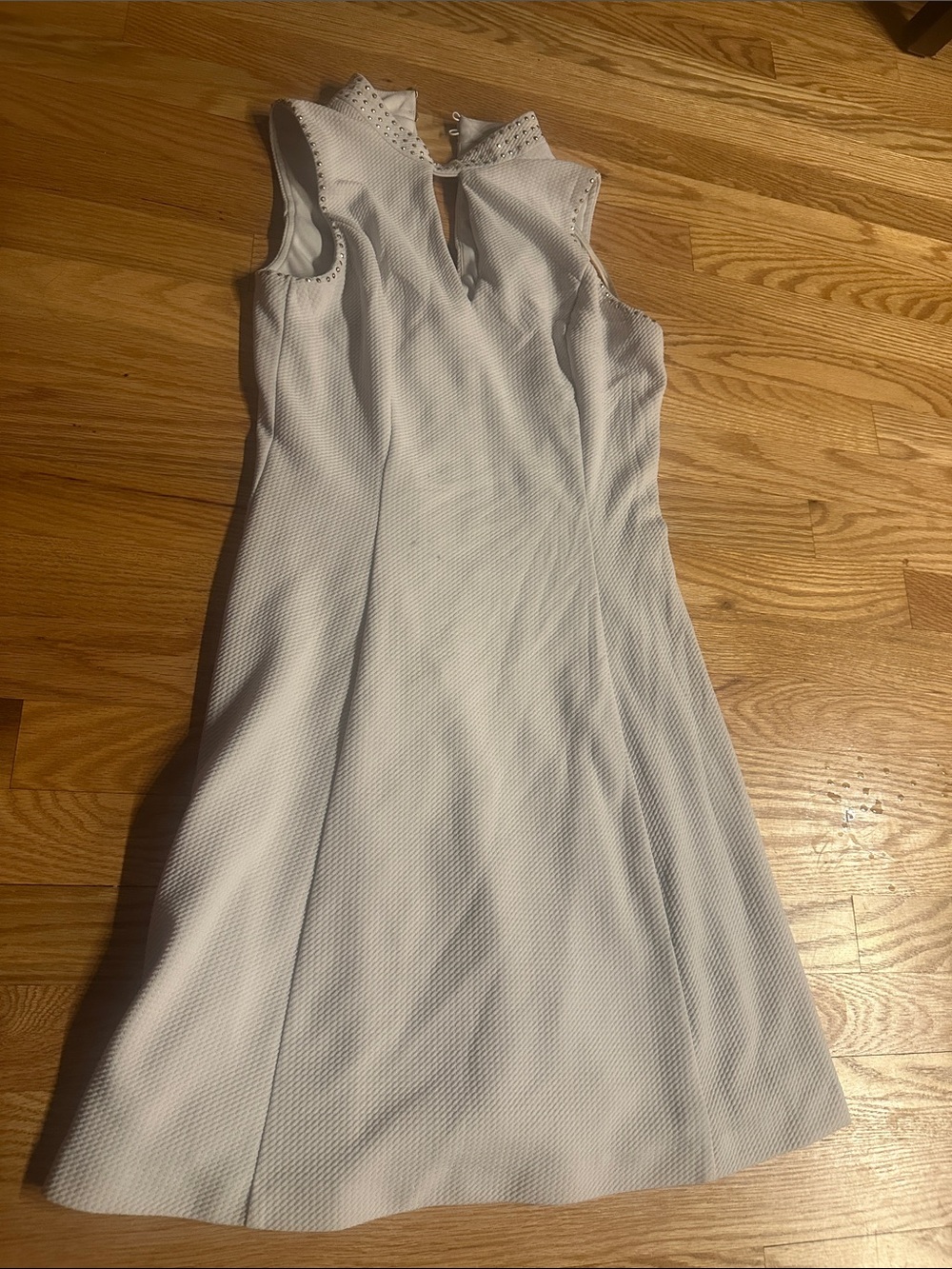 Guess Sleeveless Cream Mini Dress with Notch Neck